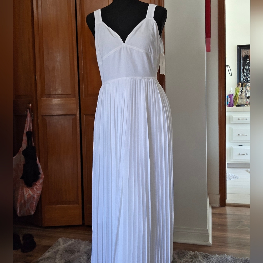 Vince White Pleated Maxi Dress